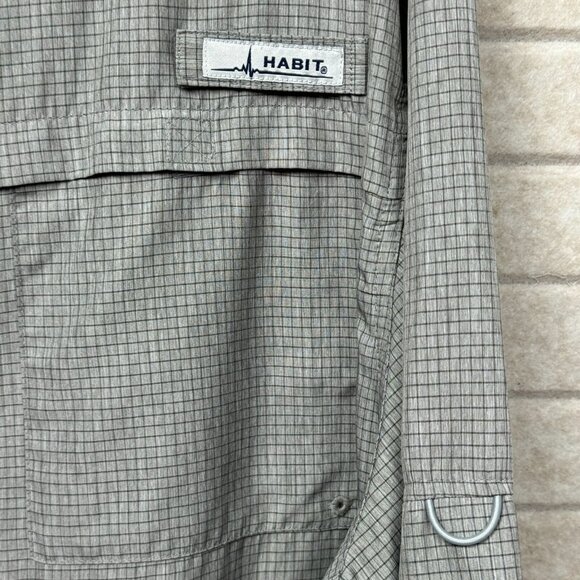 Habit Gray Plaid Button Down Fishing Shirt Solar Factor 40+ Vented Men’s XL - Picture 3 of 7